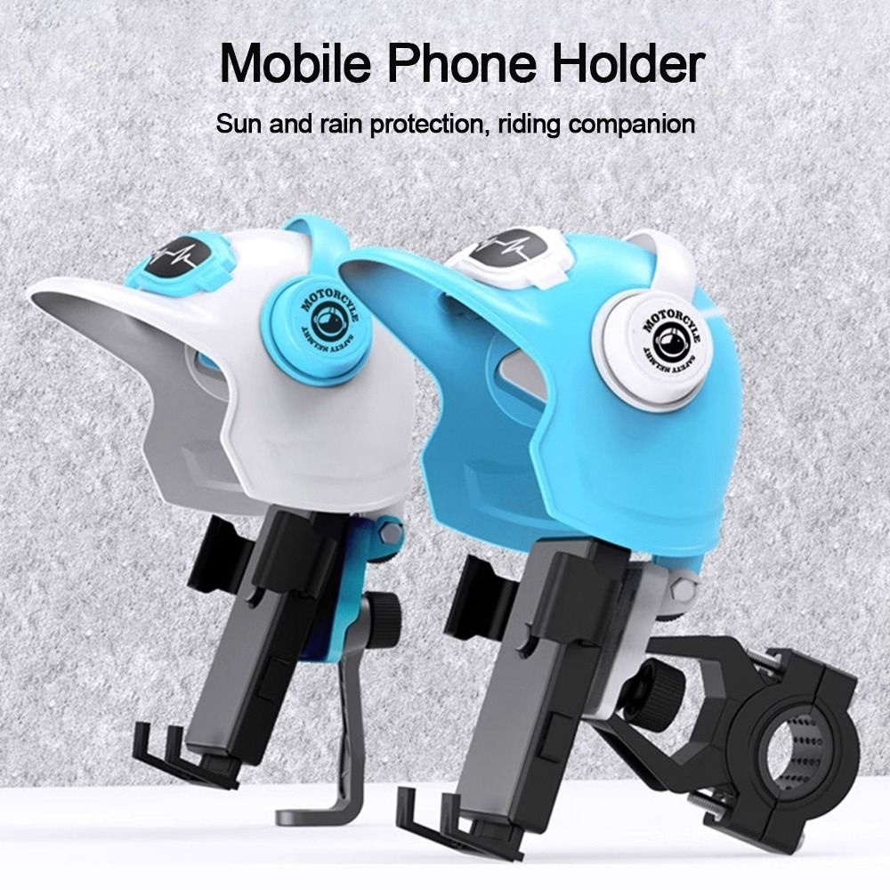 Small Helmet Sunscreen Phone Stand Bracket Motorcycle Mobile Phone Holder,Spec: Handlebar White - Image 3