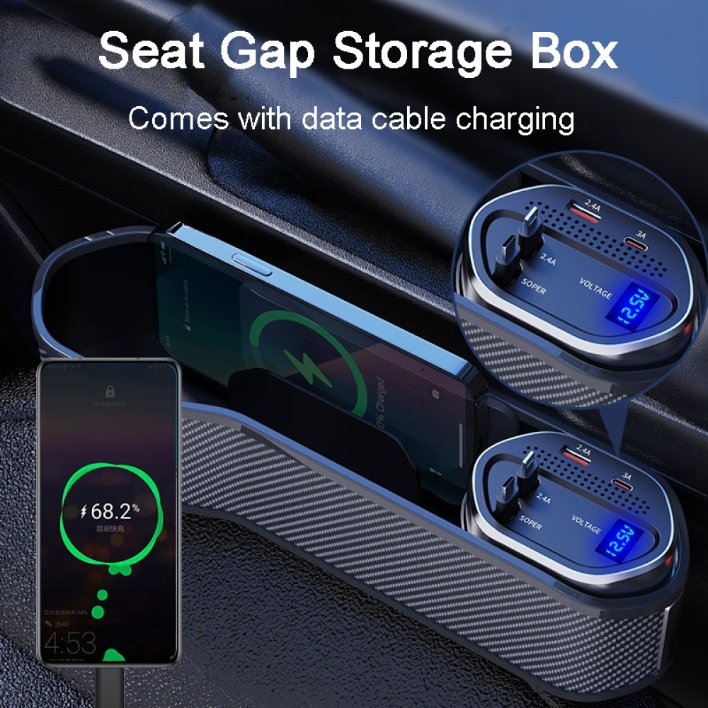 Vehicle Seat Gap Storage Box Organizer Front Seat Console Side Pocket ,Spec: No Wireless Charging Ordinary Wire - Image 2