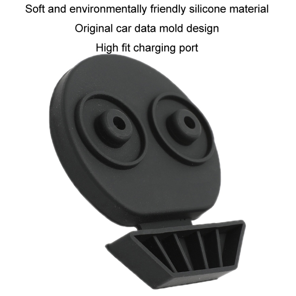 For Tesla Model3/Y 2pcs Charging Port Silicone Dustproof Waterproof Cover, Color: EU Standard Black - Image 2