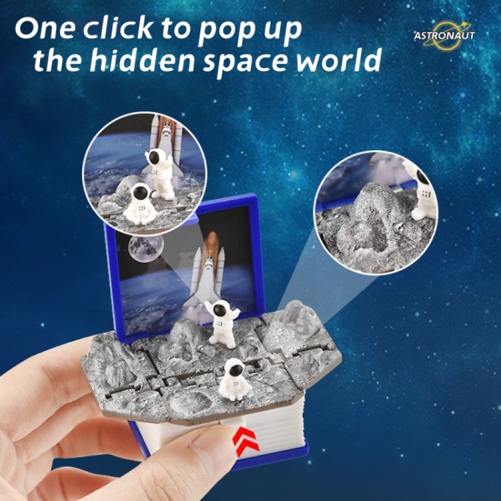 Stereo Folding Book Keychain Kids Educational Toys(Space Astronaut Blue) - Image 2