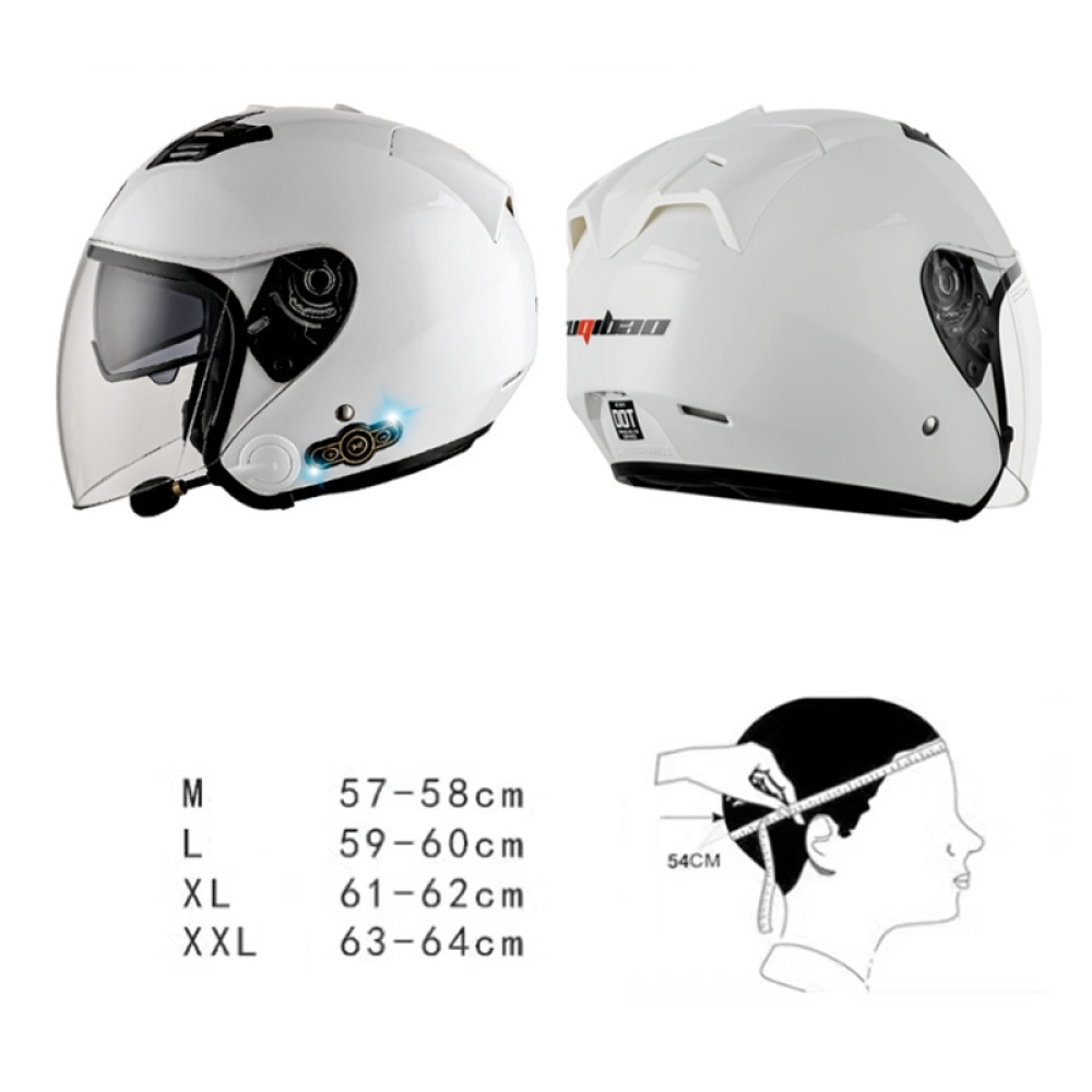 KUQIBAO Motorcycle Smart Bluetooth Sun Protection Double Lens Safety Helmet, Size: XXL(White+Gray Tail) - Image 2