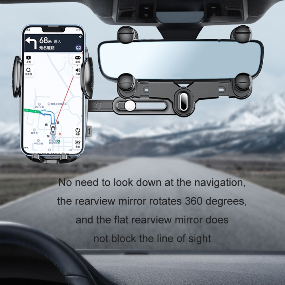 Car Rearview Mirror Navigation Retractable Multifunctional Mobile Phone Holder(Green) - Image 3