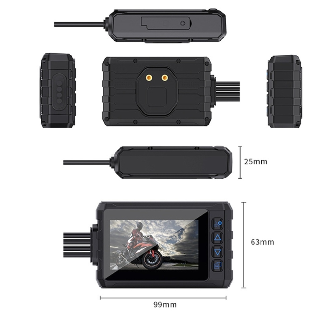 Built-in GPS Wireless WiFi Rainproof 1080P Double Recording Motorcycle Driving Recorder(Black) - Image 2