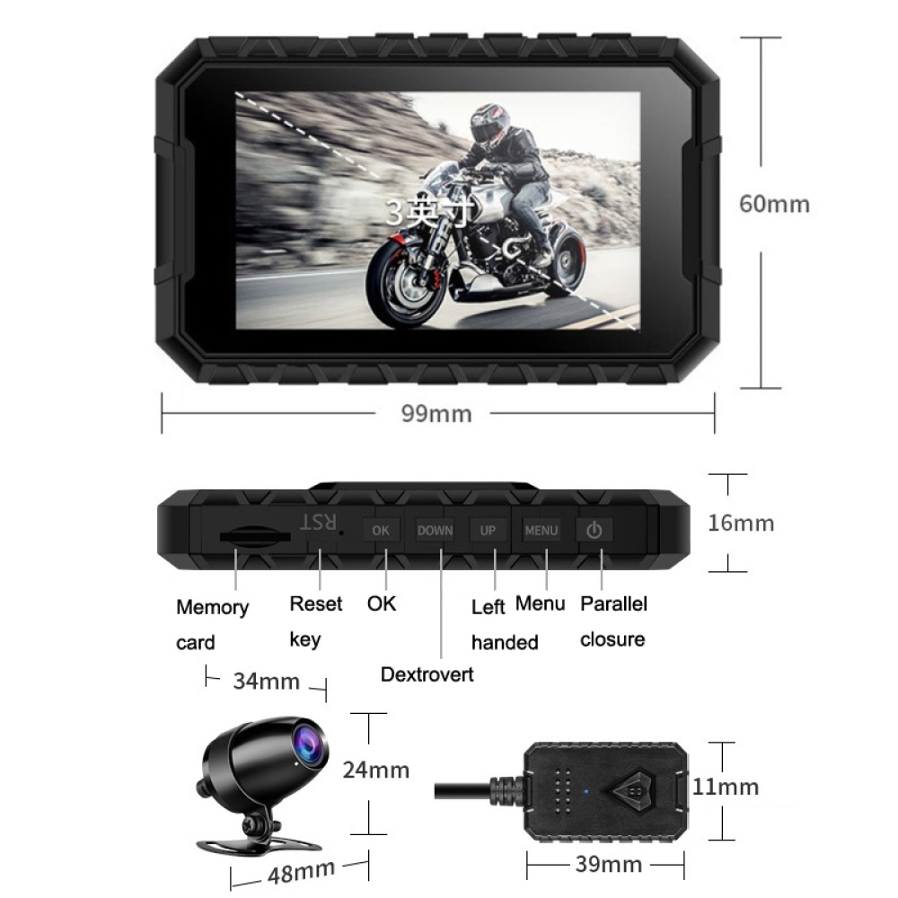 AHD HD Night Vision Waterproof Dual Lens WIFI Motorcycle Data Recorder(Black) - Image 2