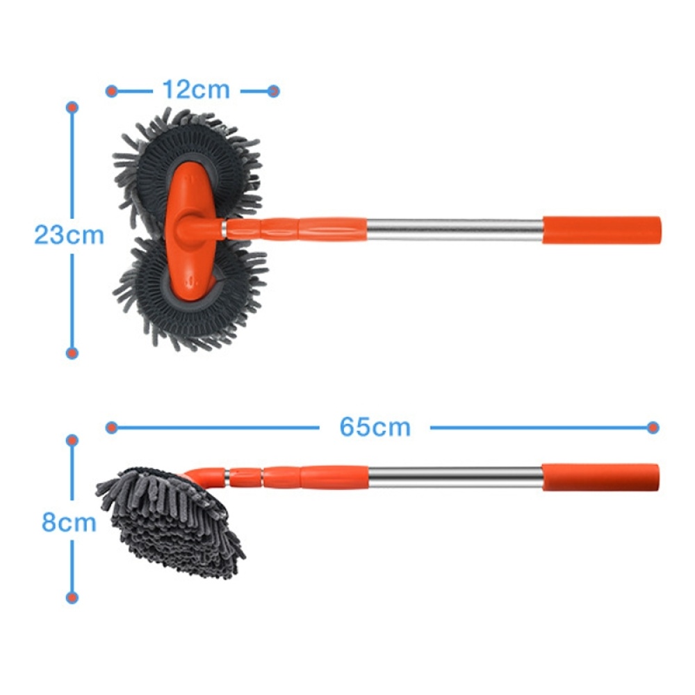 Car Wash Mop Soft Brush Long Handle Telescopic Rotary Car Cleaning Tool(Orange) - Image 2