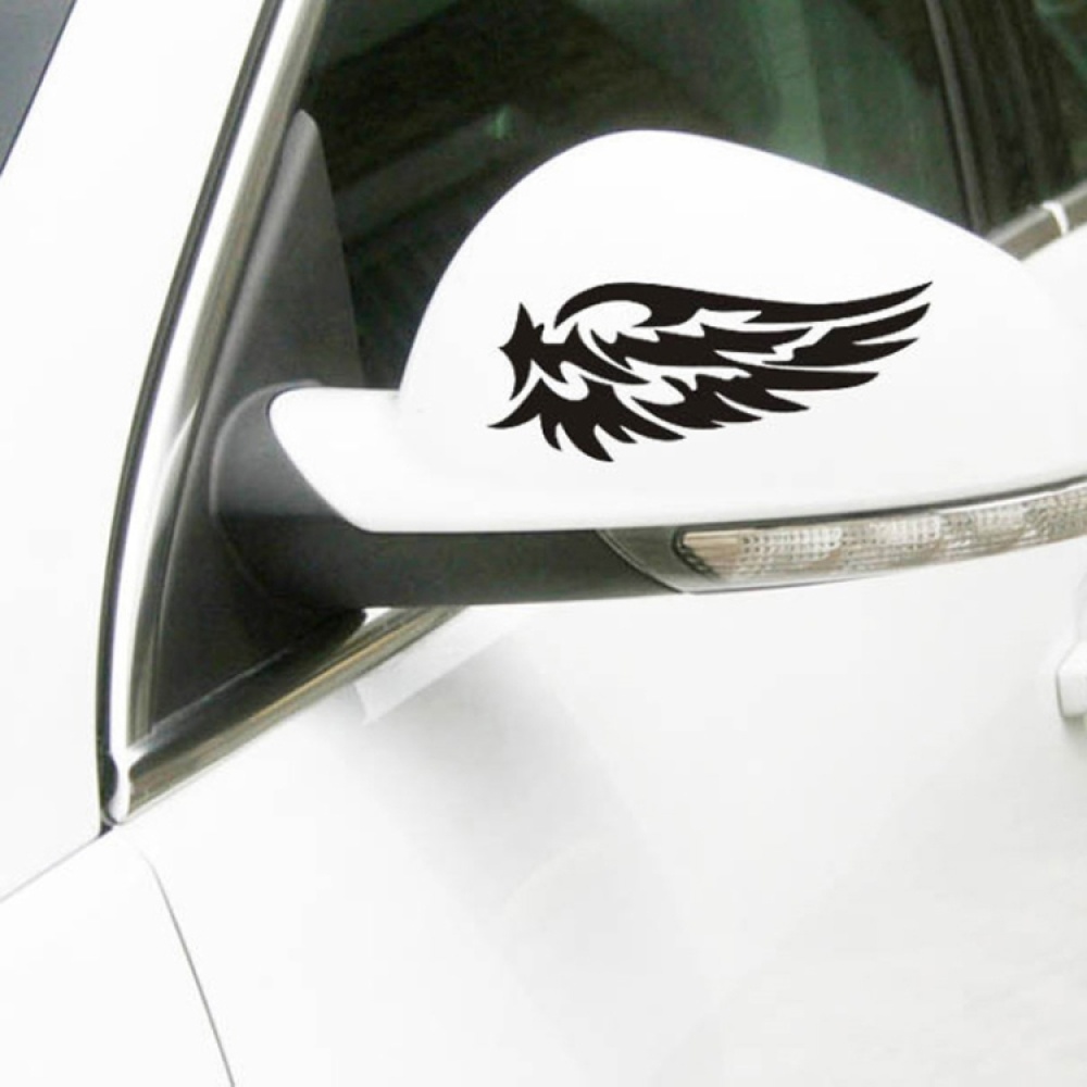 5 PCS Guardian Angel Wings Lovely Reflective Car Stickers Fashion Car Rearview Mirror Decal (Black) - Image 2