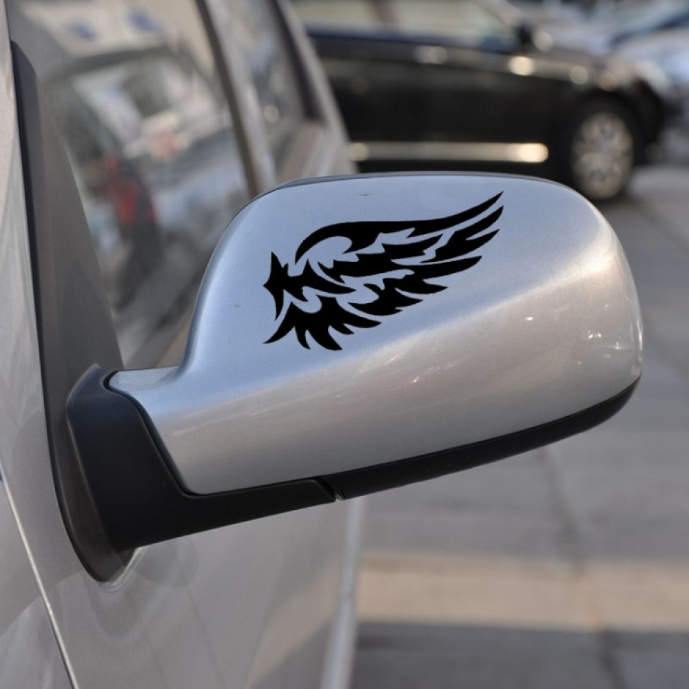 5 PCS Guardian Angel Wings Lovely Reflective Car Stickers Fashion Car Rearview Mirror Decal (Black) - Image 3