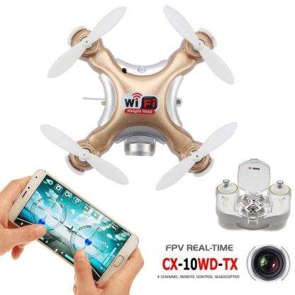 CX-10WD-TX Mini WiFi 360 Degree Flip 4-Channel 2.4GHz Radio Control Quadcopter with 0.3MP Camera & 6-axis Gyro & LED Lig