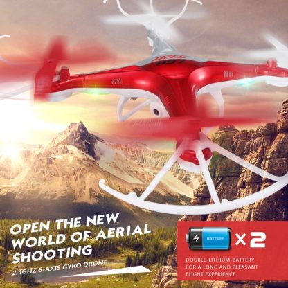 JJR/C H97 Gyro 4-Channel 2.4GHz Drones RC Quadcopter with LED Light & 0.3MP Camera(Red)