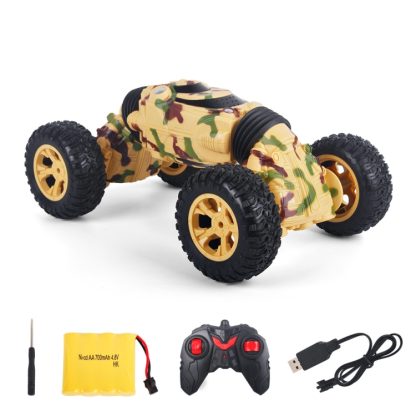 1086 Rechargeable 4 Channels Deformation Stunt Twisting Car Toy Car(Yellow)