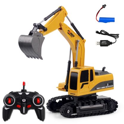 258-1 6 Channel 2.4G 1/24RC Remote-controlled Engineering Metal Excavator Charging RC Car