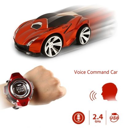 2.4GHz Mini RC Car Voice Command Car Smart Watch Remote Control Sports Car Toy(Orange)