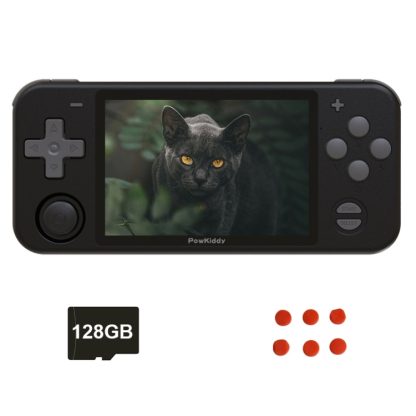 Powkiddy RGB10 3.5 inch IPS Screen Retro Classic Games Handheld Game Console + 128G Memory Card, Linux OS (Black)