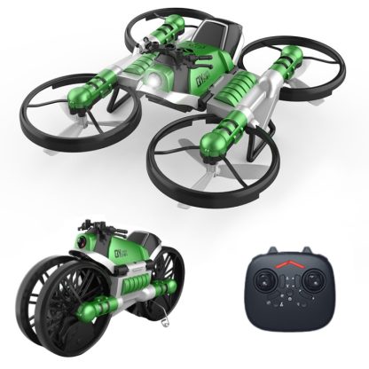 2 In 1 Land Air Deformation Motorcycle Remote Control Aircraft Quadcopter Drone, Regular Version (Green)