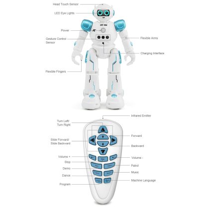 YDJ-K4 Remote Control Robot Multi-function USB Charging Support Figure Gesture Sensor (Blue) - Image 2