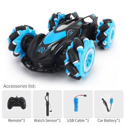 YDJ-D885 1:14 2.4G 4WD Remote Control Cross Spray Deformation Stunt Car (Blue) - Image 2