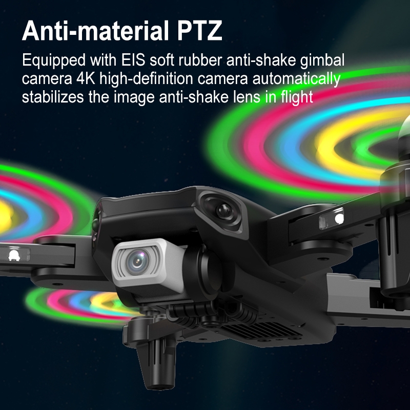 2.4G 4K Dual Camera Foldable Quadcopter With Light (Black) - Image 3