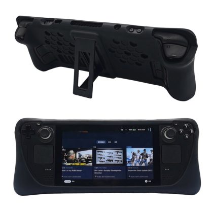 For Steam Deck Game Console Silicone Protective Case Set with Holder - Image 3