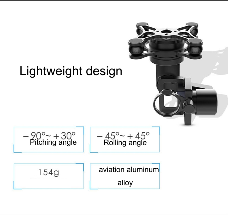 EHANG Ghostdrone 2.0 Quadcopter Aviation Aluminium 3-Axles Aerial Gimbal for GoPro 4 / 3+ / 3(Silver) - Image 3