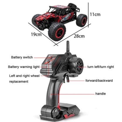 HELIWAY LR-R001 2.4G R/C System 1:16 Wireless Remote Control Drift Off-road Four-wheel Drive Toy Car(Red) - Image 3