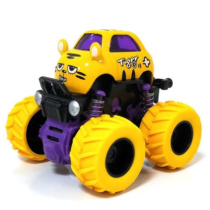 Q Version Cartoon Tiger Shape Alloy Inertia Off-road Truck 360 Degree Stunt Rotary Dump Truck