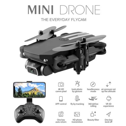 LS-MIN 480P Foldable RC Quadcopter Drone Remote Control Aircraft, Box Packaging (Black) - Image 3