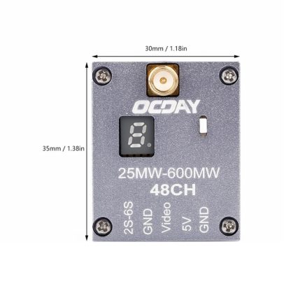 OCDAY 25-600mW 5.8G 48CH 2S-6S Wireless Inner Needle Bent AV Transmitter with CNC Metal Cooling Shell - Image 3