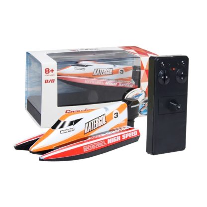 3313M 4-Channel 2.4GHz Rechargeable Mini F1 Racing Boat RC Speedboat Kids Toy with Remote Controller(Orange) - Image 3