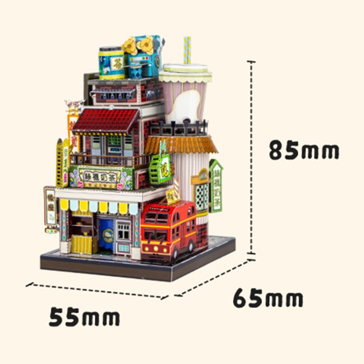 3D Metal Assembled Model Creative DIY Handmade Art House, Style: Milk Tea Shop - Image 2