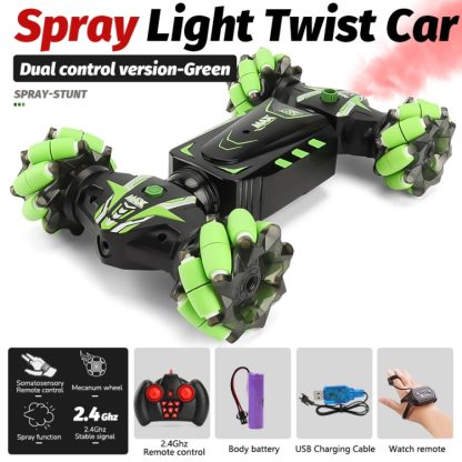 JJR/C JC01-YW RC Car Gesture Sensing Spray Twisting Stunt Drift Car (Dual Control Edition) (Green) - Image 2