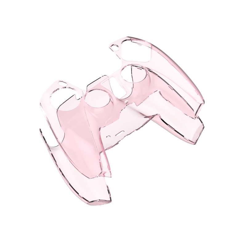 For PS5 Gaming Controller Gamepad PC Transparent Protective Case(Pink)
