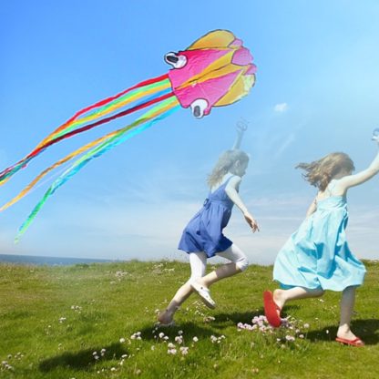 4m Soft Octopus Kite Outdoor Sports Flying Toy for Children(Yellow+Pink)