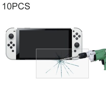 For Nintendo Switch OLED 10 PCS 0.26mm 9H 2.5D Tempered Glass Film