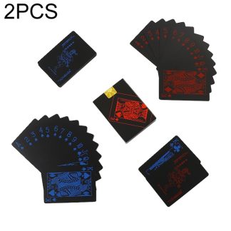 2 Set Plastic Waterproof PVC Poker Cards, Size:6.3 x 8.9cm(Red+Blue)