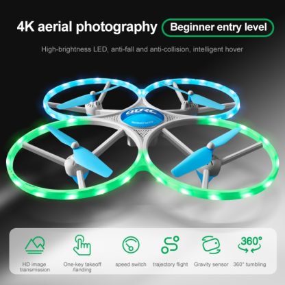 V7 Lighting Edition Four-Axis Remote Control Aircraft Drone, Specification:With 4K Camera(Blue) - Image 2