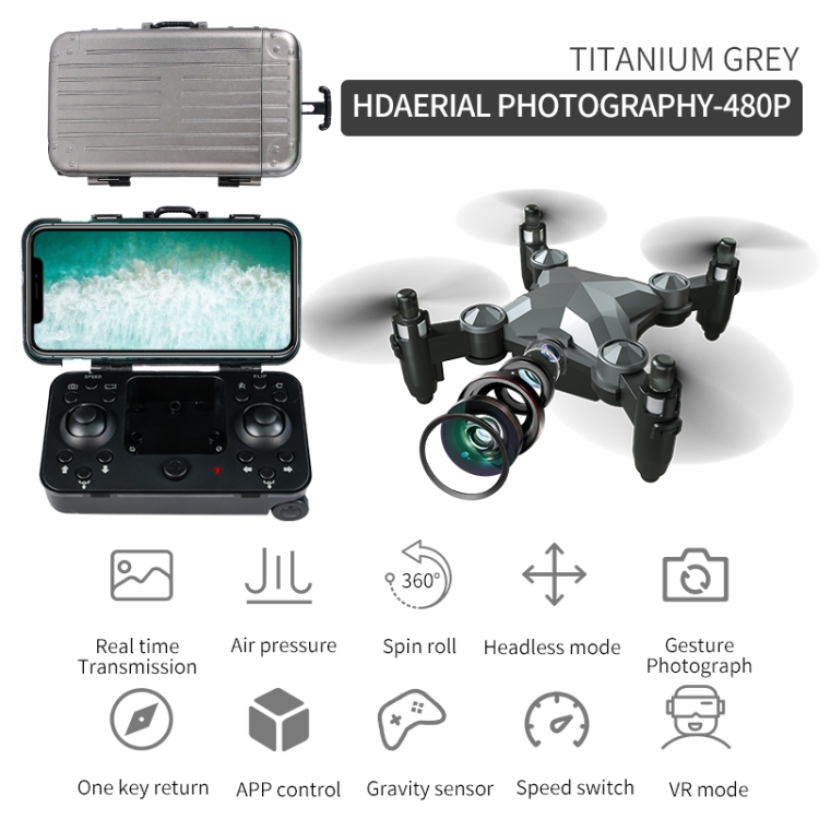 DH-120 Luggage Mini Folding Quadcopter RC Air Vehicle Drone, Specification:30W Camera(Titanium Grey) - Image 3