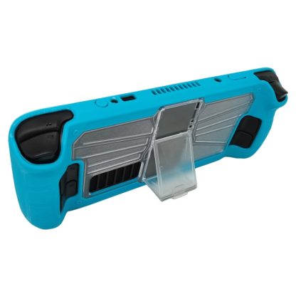 For Steam Deck Shockproof PC + TPU Game Console Protective Case with Holder(Blue+Transparent)