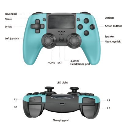 298 Bluetooth 5.0 Wireless Game Controller for PS4 / PC / Android(Blue) - Image 3