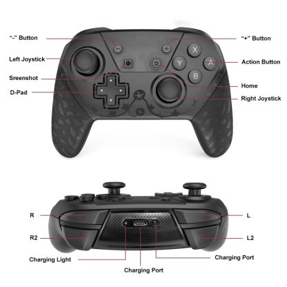 798B Bluetooth 5.0 Wireless Game Controller for Nintendo Switch(Black) - Image 3