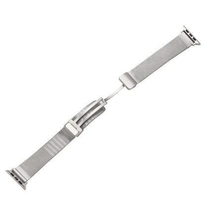 Milan Fold Buckle Metal Watch Band For Apple Watch Series 9&8&7 41mm / SE 3&SE 2&6&SE&5&4 40mm / 3&2&1 38mm(Silver)