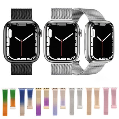 Milan Fold Buckle Metal Watch Band For Apple Watch Series 9&8&7 41mm / SE 3&SE 2&6&SE&5&4 40mm / 3&2&1 38mm(Silver) - Image 2