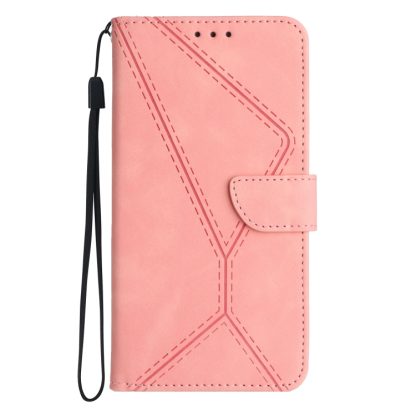 For iPhone 14 Plus Stitching Embossed Leather Phone Case(Pink) - Image 2