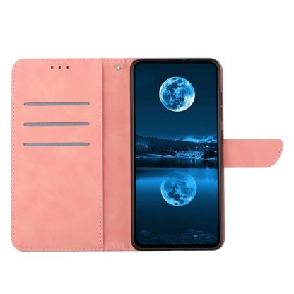 For iPhone 14 Plus Stitching Embossed Leather Phone Case(Pink) - Image 3