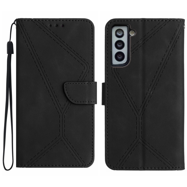 For Samsung Galaxy S22 5G Stitching Embossed Leather Phone Case(Black)