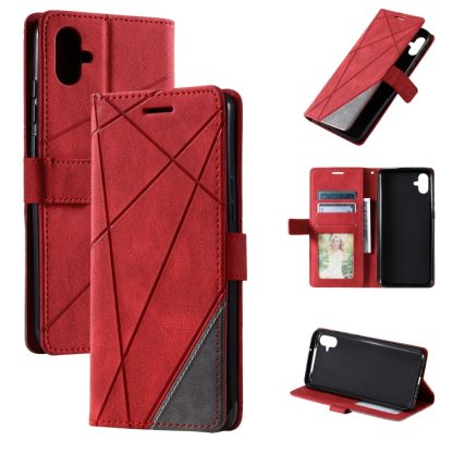 For Samsung Galaxy A04e /F04 Skin Feel Splicing Horizontal Flip Leather Phone Case(Red)