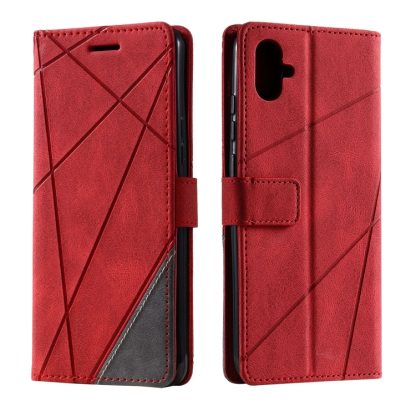 For Samsung Galaxy A04e /F04 Skin Feel Splicing Horizontal Flip Leather Phone Case(Red) - Image 2