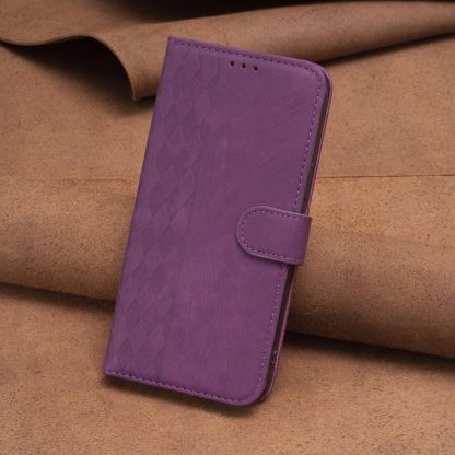 For Samsung Galaxy S23 Ultra 5G Plaid Embossed Leather Phone Case(Purple) - Image 2