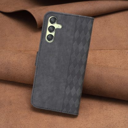 For Samsung Galaxy A24 4G Plaid Embossed Leather Phone Case(Black) - Image 3