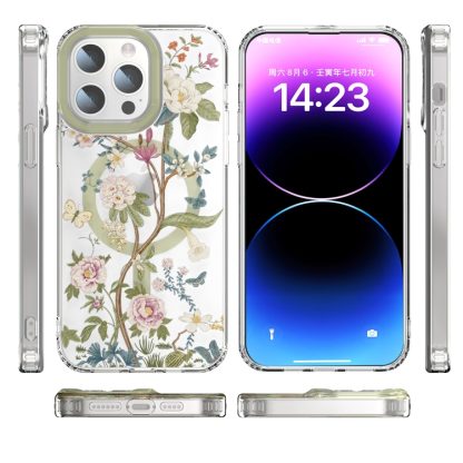 For iPhone 15 Pro MagSafe Magnetic TPU Phone Case(Blue Hydrangea Ball) - Image 3