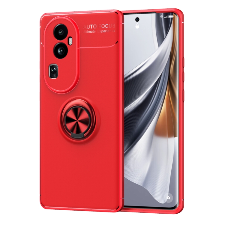 For OPPO Reno10 Pro China Metal Ring Holder TPU Phone Case(Red)